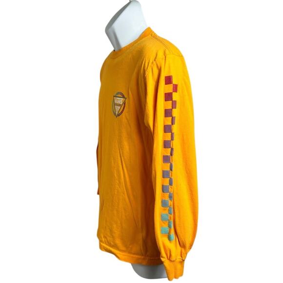 Men's Vans Classic Fit Yellow T-Shirt Sz S Checkered Long-Sleeve Shirt Cotton - Picture 2 of 5